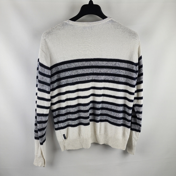 AJ Armani Jeans Mens Sweater Regular Fit Black White Stripes Size XL - Picture 2 of 10
